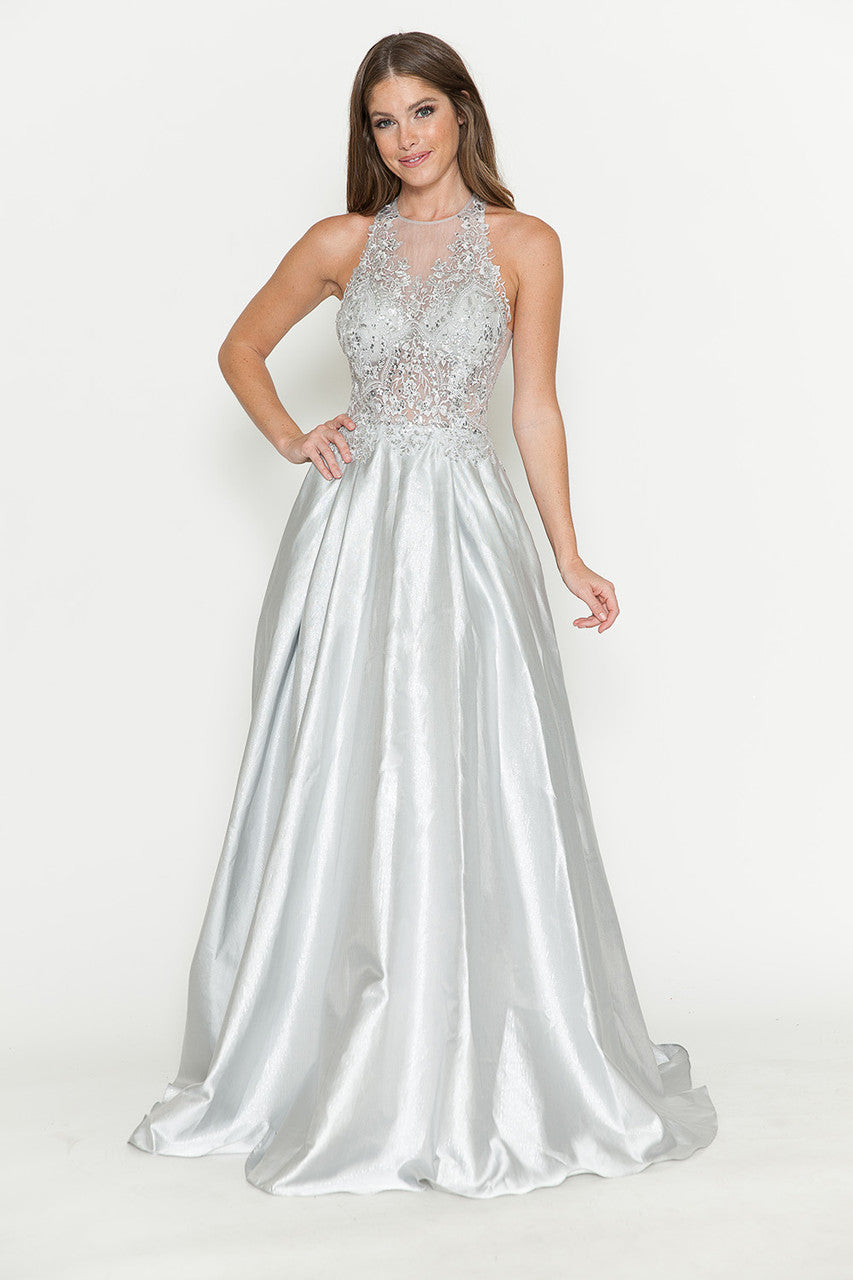 Formal Dresses Long Prom Beaded Formal Evening Dress Lenovia 8181 Silver