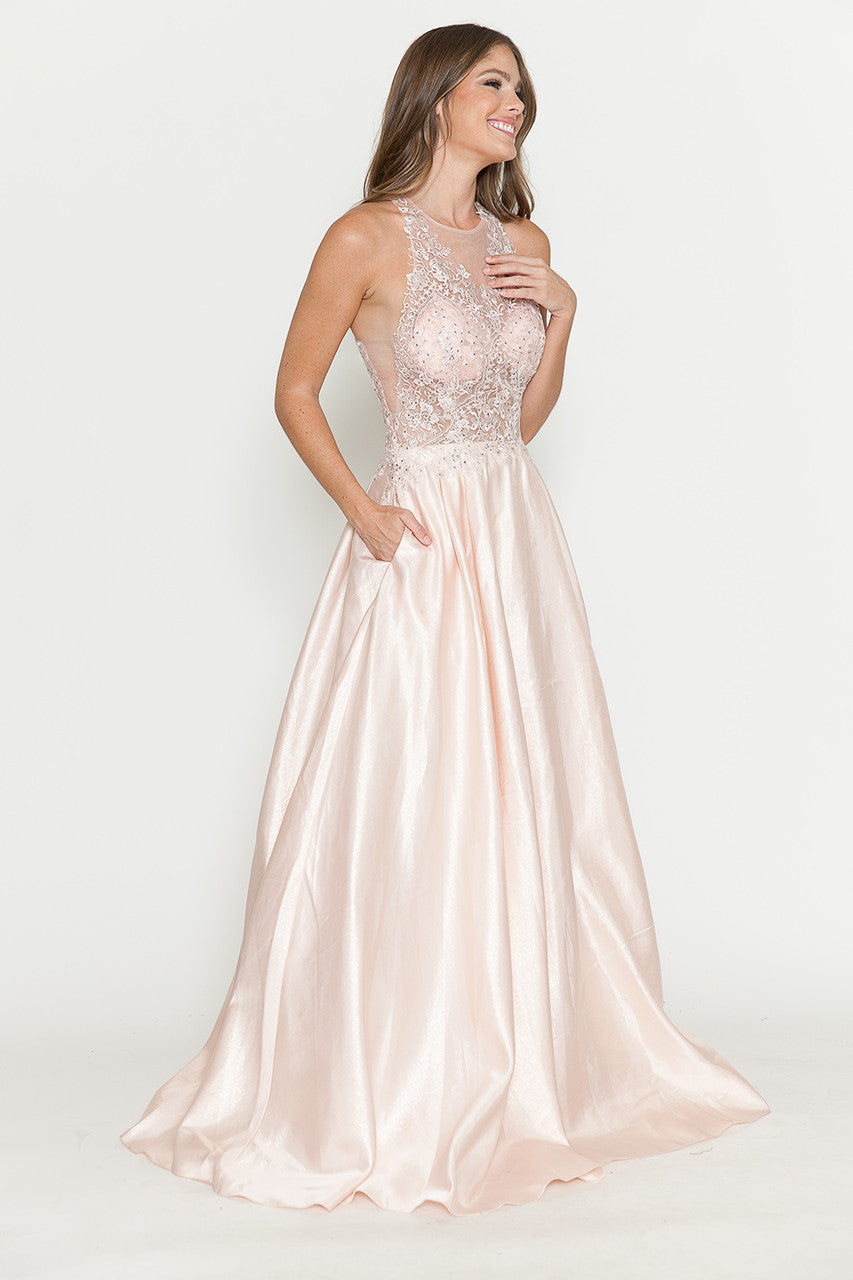 Formal Dresses Long Prom Beaded Formal Evening Dress Lenovia 8181 Blush Pink