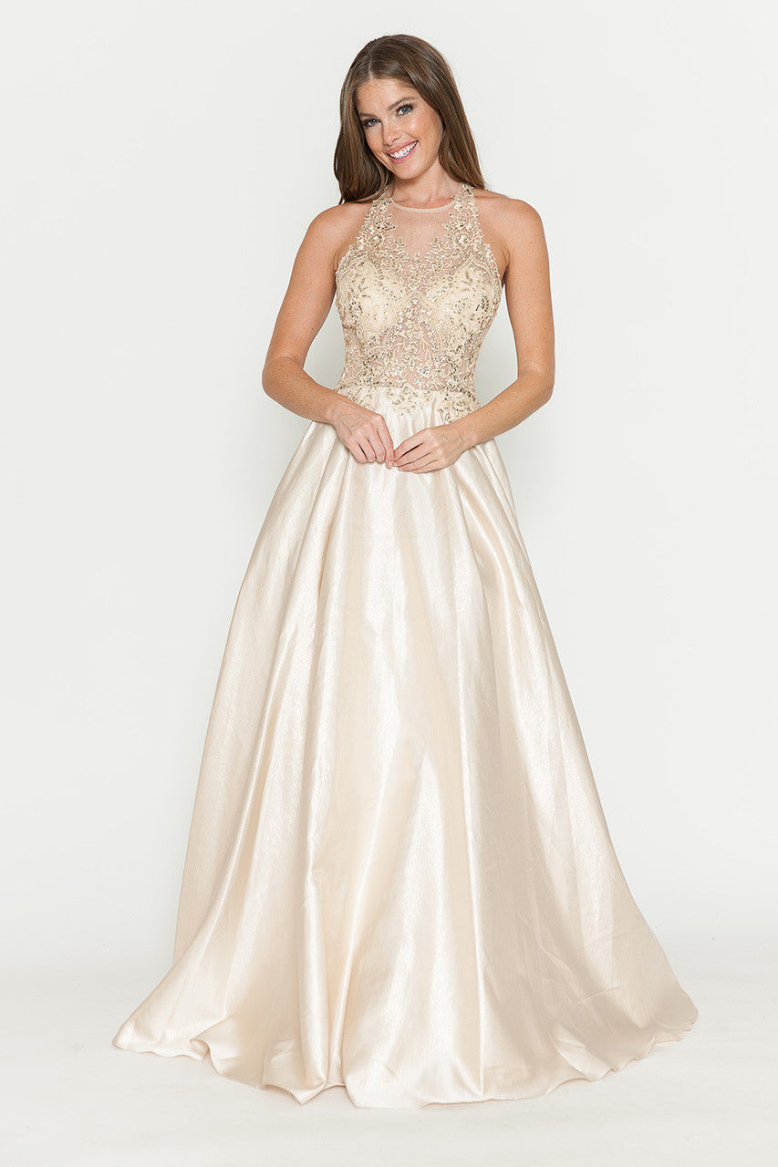 Formal Dresses Long Prom Beaded Formal Evening Dress Lenovia 8181 Champagne Gold
