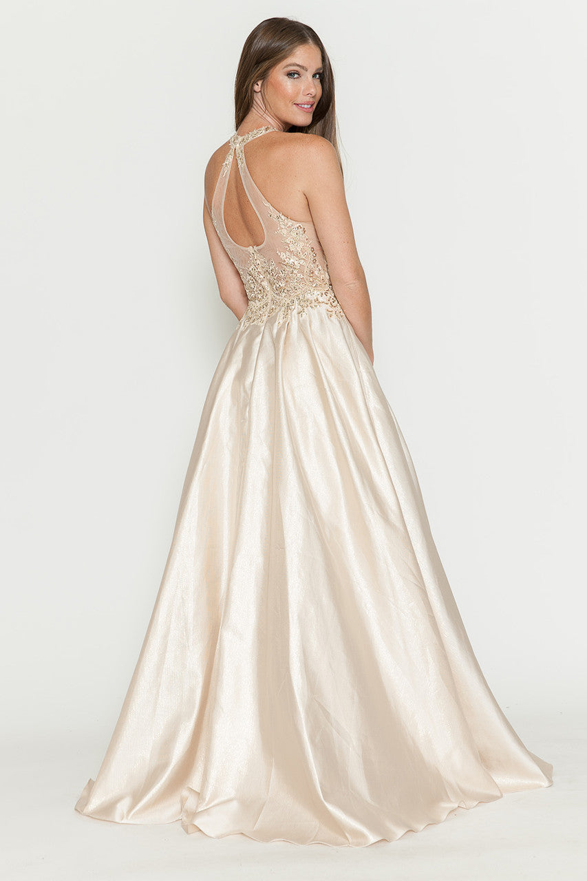 Formal Dresses Long Prom Beaded Formal Evening Dress Lenovia 8181 Champagne Gold