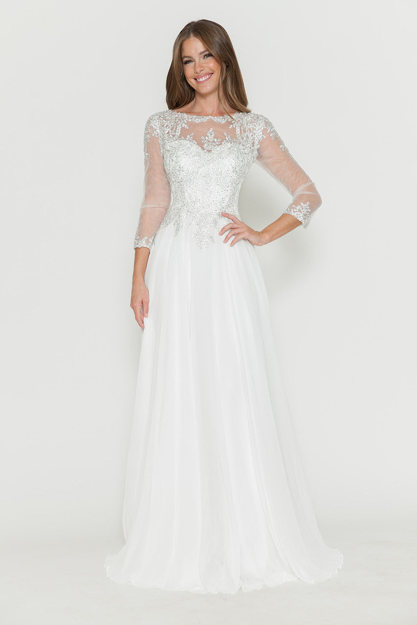 Wedding Dresses Long Bridal Wedding Beaded Dress Lenovia 8171 Ivory
