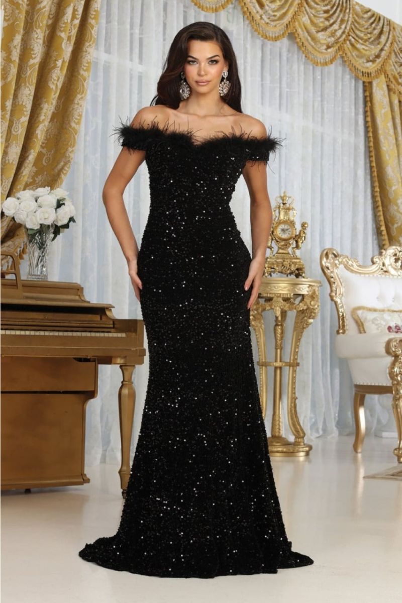 off the shoulder sequin mermaid dress Off-the-Shoulder Floor-Length Sequin Prom Mermaid May Queen RQ7992