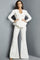Jumpsuit Bridal Long Sleeve Pleated Peplum Jumpsuit Ivory