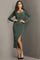 Cocktail Dresses Ruffle Short Slit Cocktail Dress GREEN