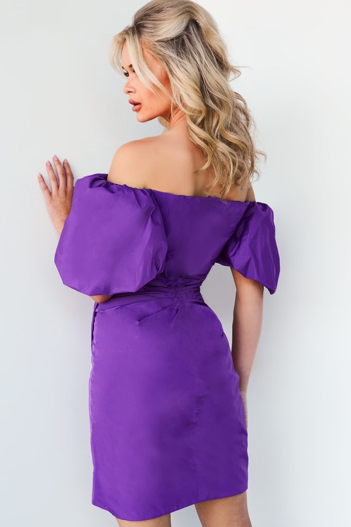 Cocktail Dresses Short Ruched Homecoming Cocktail Dress Purple
