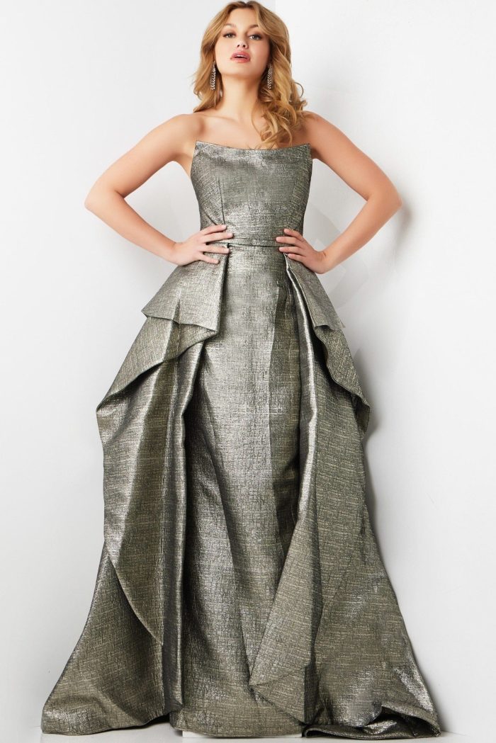 Formal Dresses Long Metallic Ball Gown Formal Dress TAUPE