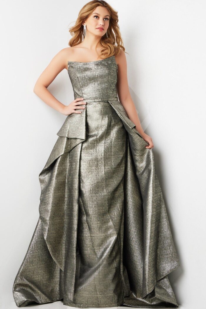 Formal Dresses Long Metallic Ball Gown Formal Dress TAUPE