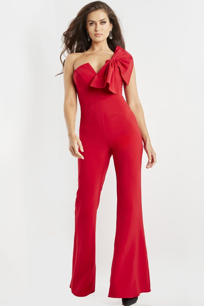 Jumpsuit Long Fitted Evening Formal Jumpsuit Red