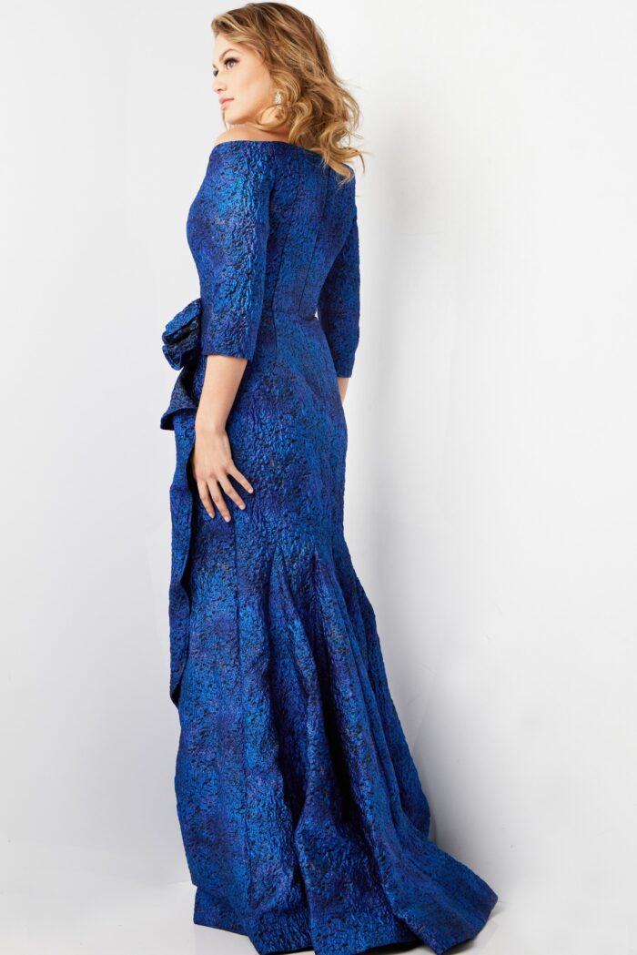 Jovani 09550 Mother of The Bride Off Shoulder Side Ruffle Dress