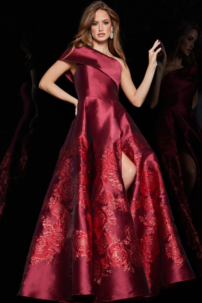 Prom Dresses Ball Gown Long Slit Formal Prom Dress  Red