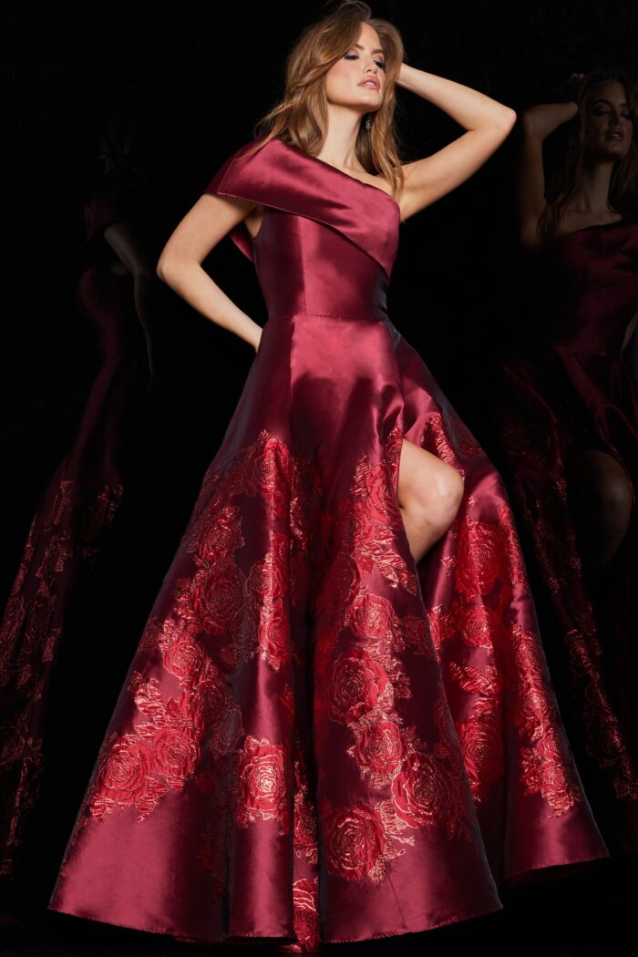 Prom Dresses Ball Gown Long Slit Formal Prom Dress  Red