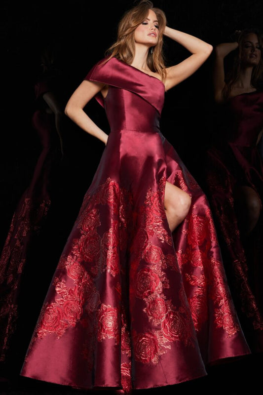 Prom Dresses Ball Gown Long Slit Formal Prom Dress  Red