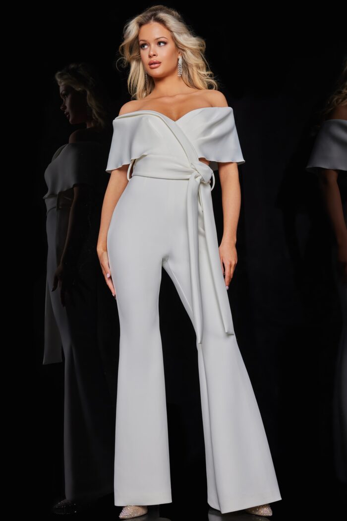 Jumpsuit Long Formal High Waist Jumpsuit  White