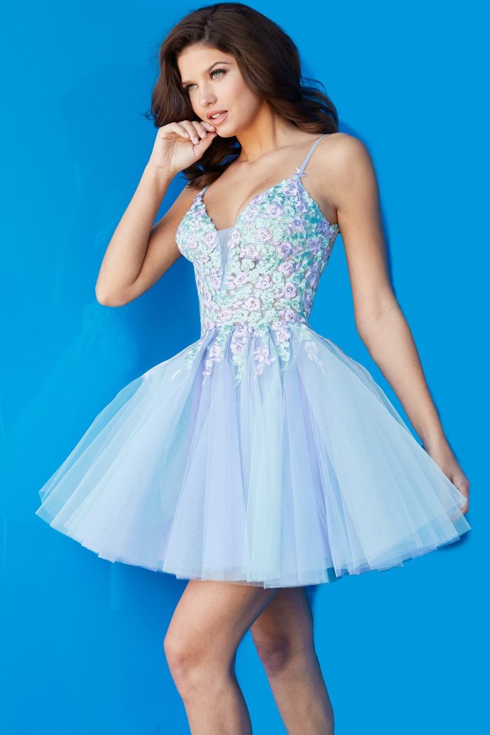 Jovani 09728 Short Floral Homecoming Cocktail Dress