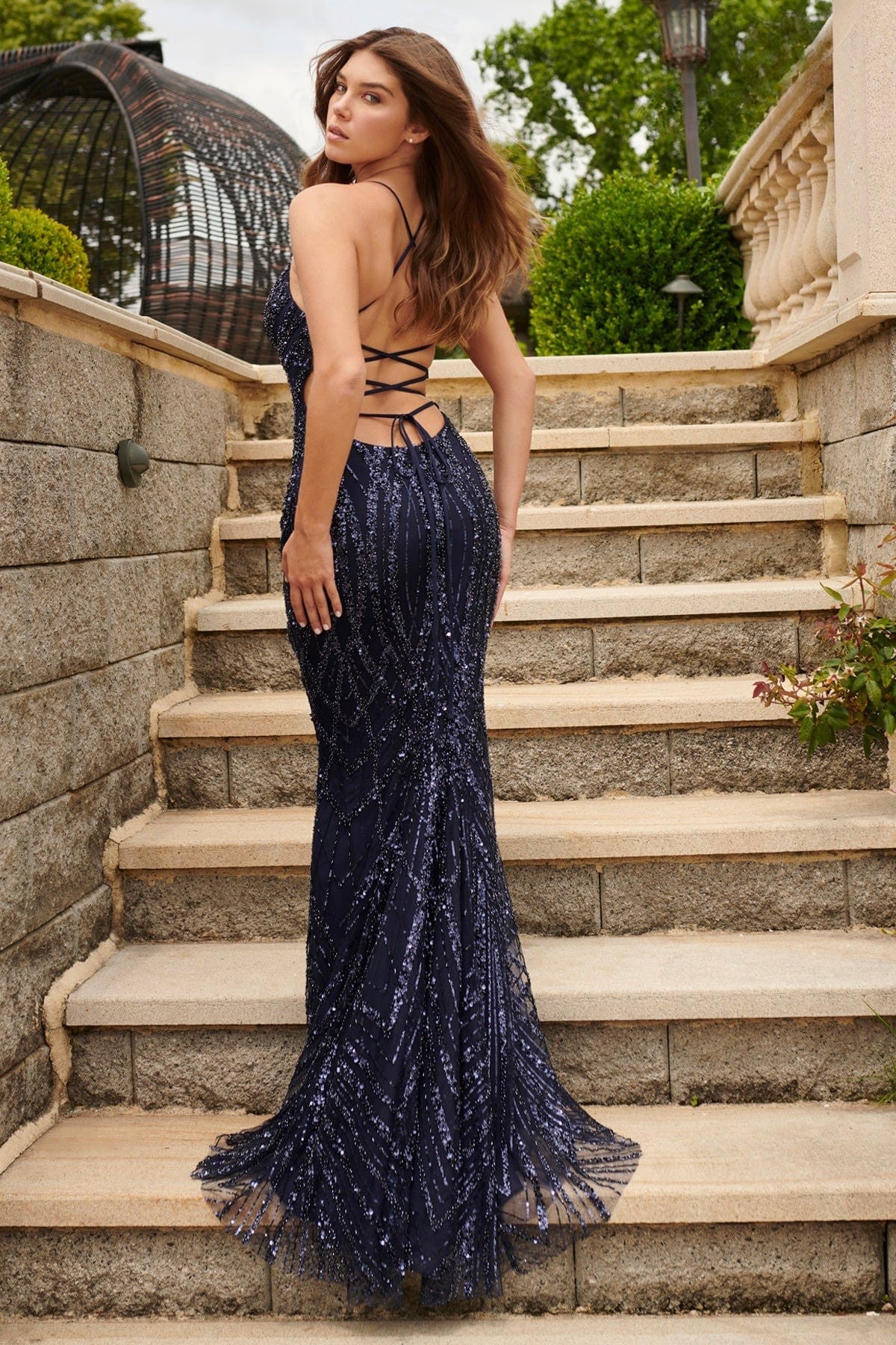 Prom Dresses Long Mermaid Formal Beaded Prom Dress Navy