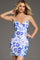 Cocktail Dresses Short Printed Sequin Cocktail Dress White/Blue