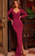 Formal Dresses Long Fitted Slit Ruffle Formal Dress Burgundy