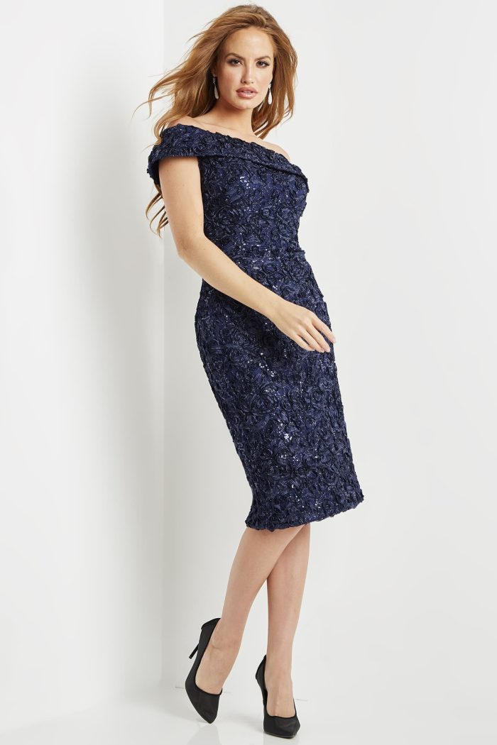 Cocktail Dresses Sequin Short Lace Cocktail Dress Navy
