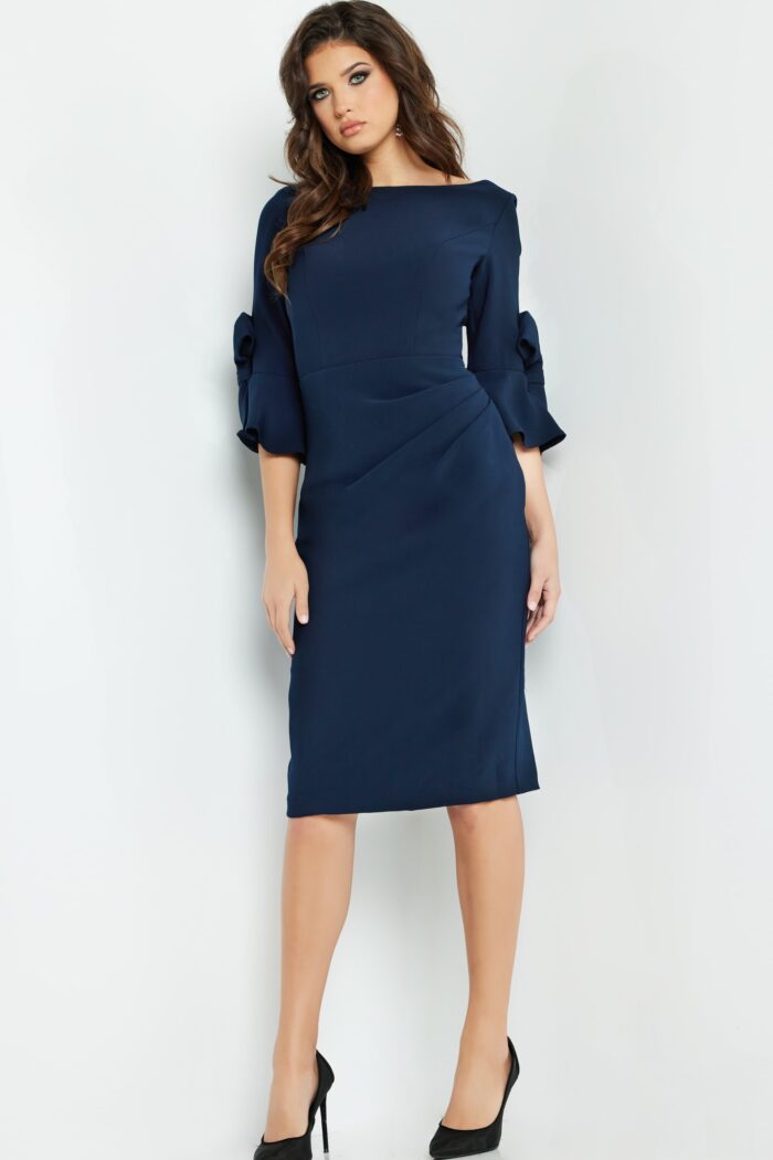 Cocktail Dresses Short Evening Ruffle Cocktail Dress Navy