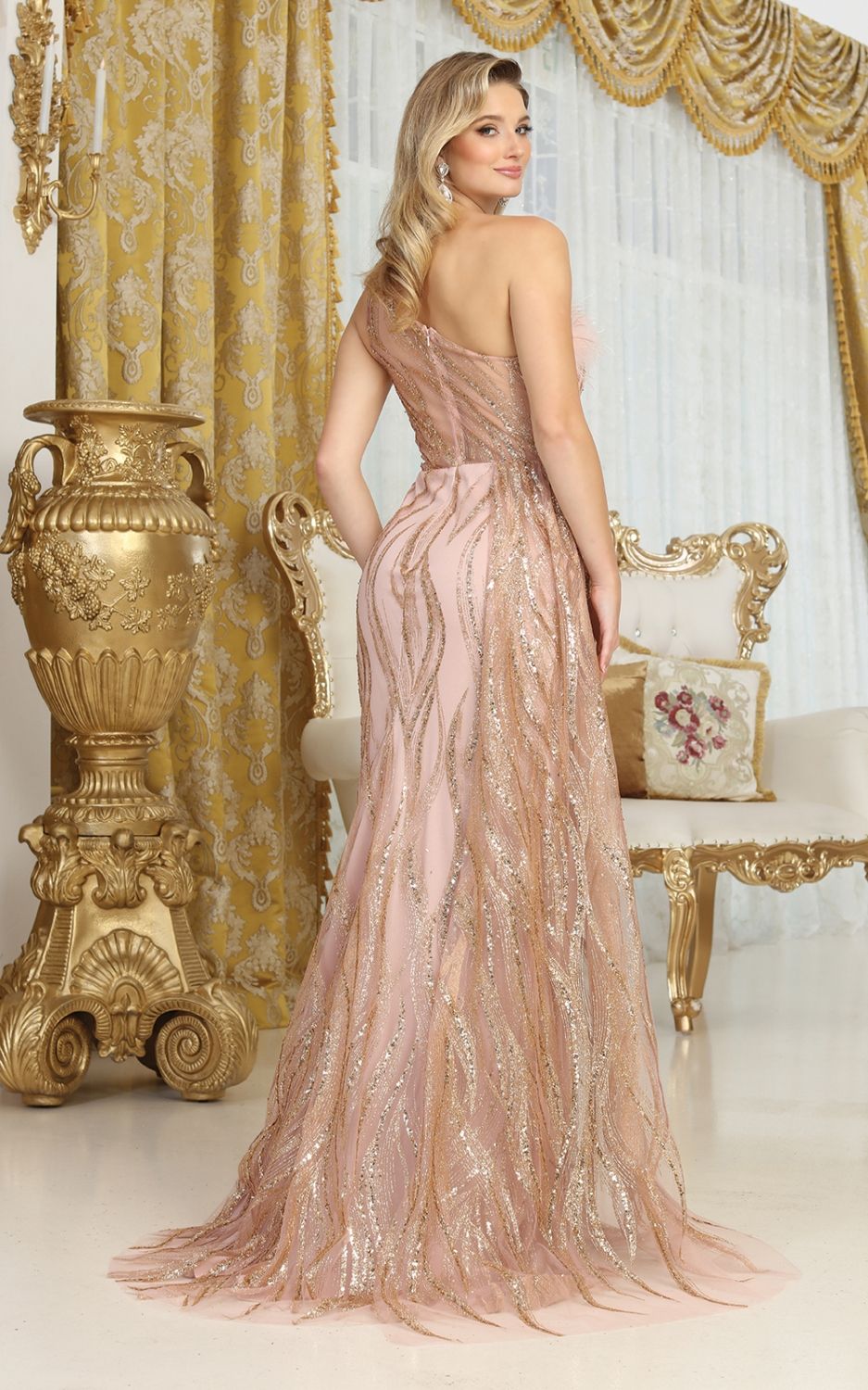 One-Shoulder Floor-Length Tulle Prom A-Line May Queen RQ8010