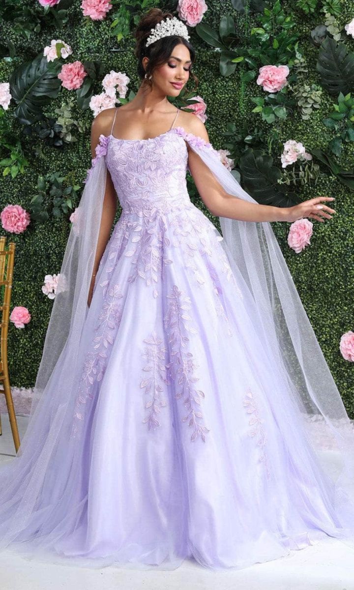 Off-the-Shoulder Floor-Length Tulle Prom Ball Gown May Queen LK191
