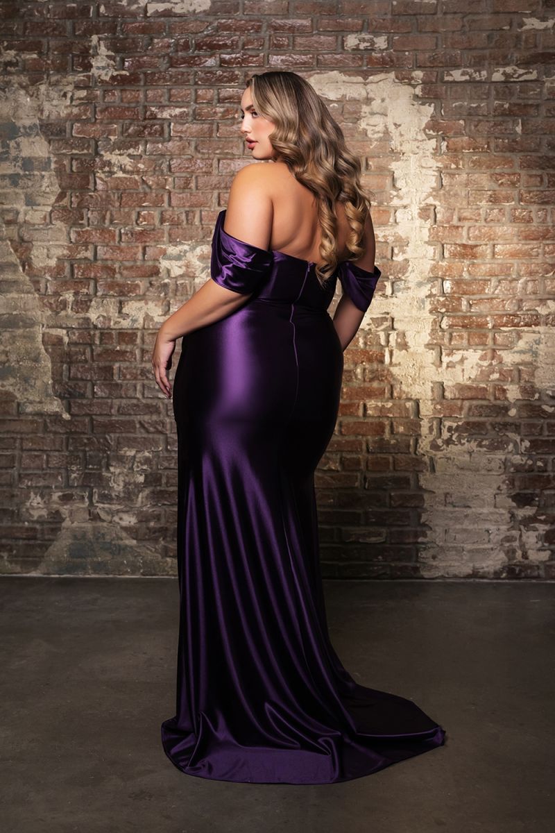 Off-the-Shoulder Floor-Length with Train Satin Prom Mermaid/Trumpet May Queen 2138