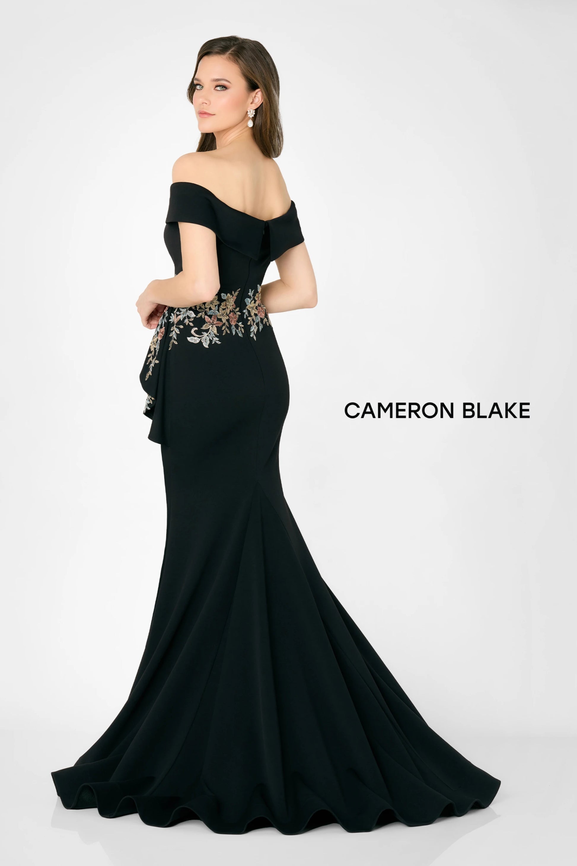 Cameron Blake CB779 Long Formal Floral Lace Applique Evening Mermaid Dress