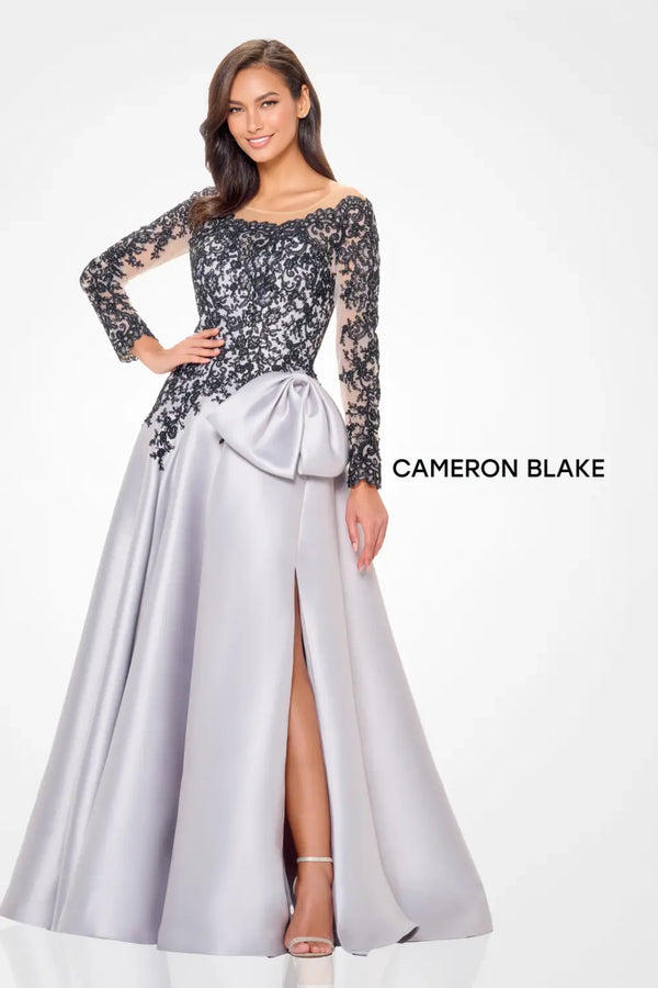 Cameron Blake CB3249 Ball Gown Long Slit Formal Evening Dress