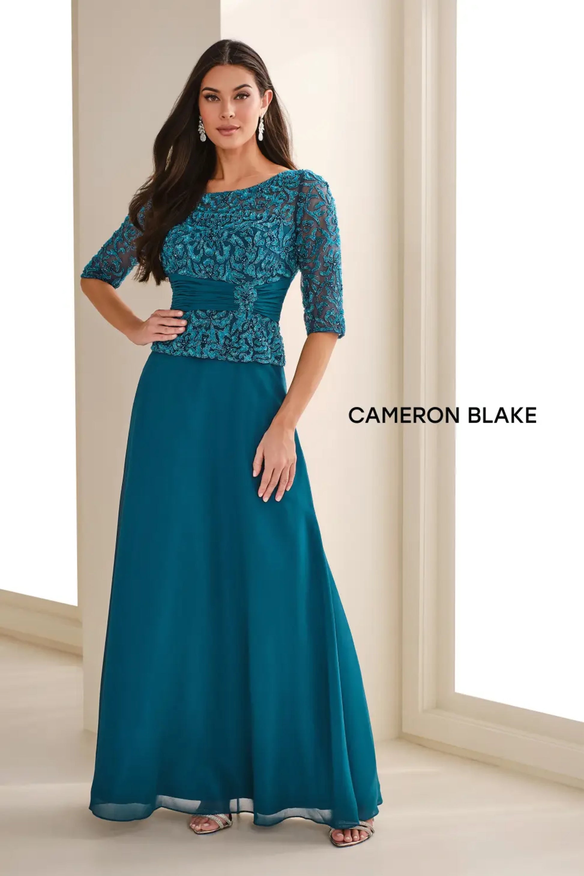 Cameron Blake 114657SL Mother of the Bride Long Formal A Line Dress