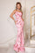Prom Dresses Prom Long Floral Print Fitted Formal Dress Pink