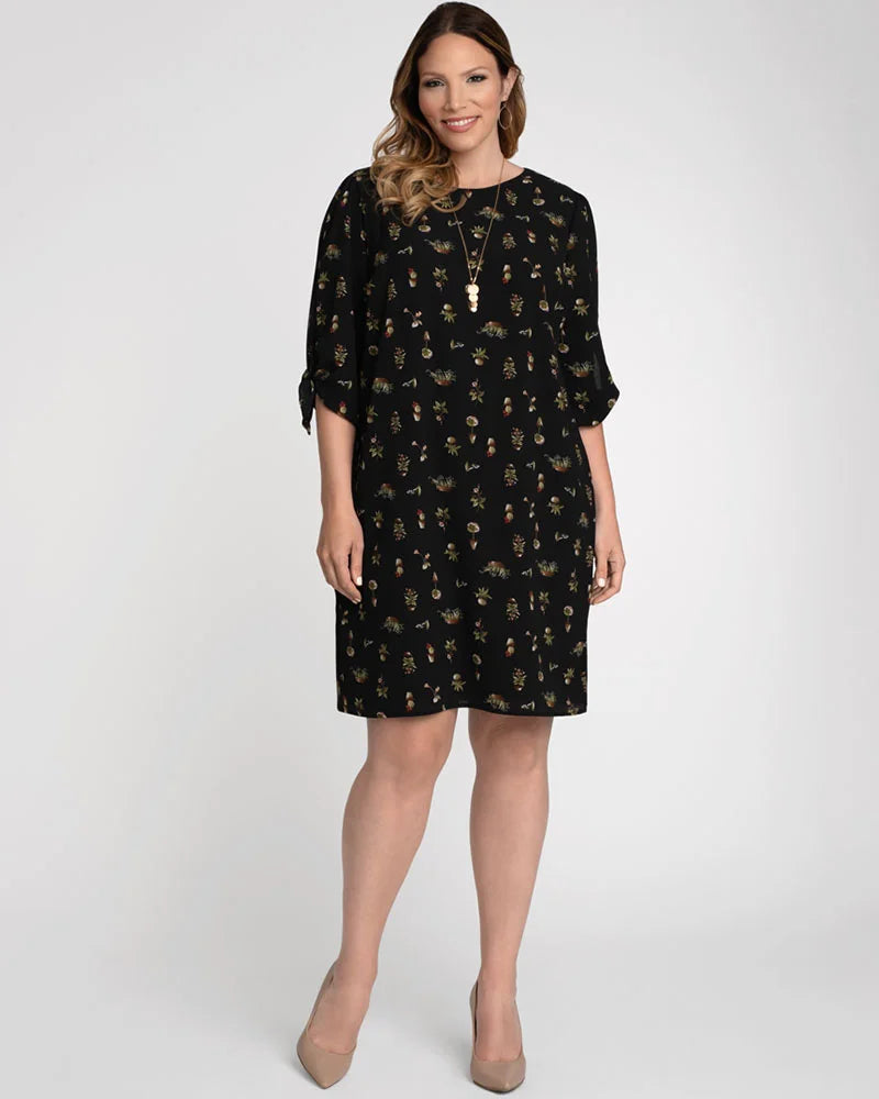 Plus Size Dresses Short A Line Cocktail Plus Size Dress Potted Plant Print
