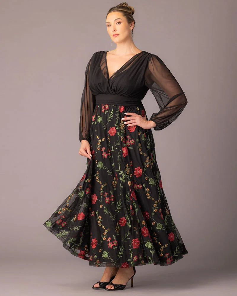Plus Size Dresses Long Sleeves Floral Long Formal Plus Size Dress  Briar Rose