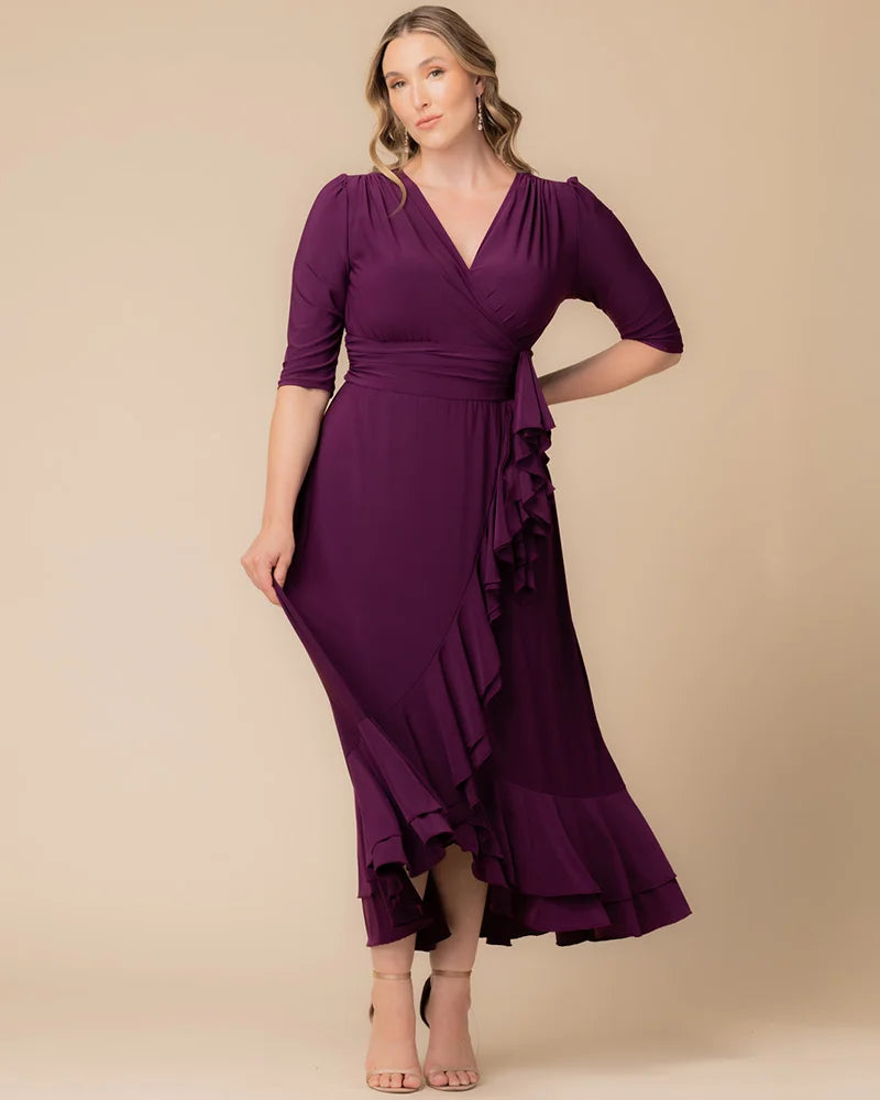Plus Size Dresses Short Ruffle Cocktail Evening Plus Size Dress Plum Passion