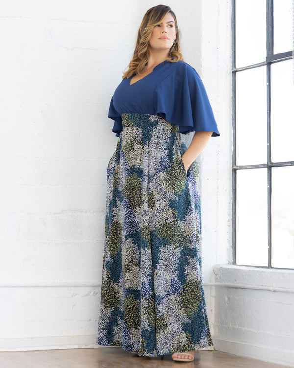 V-Neck Floor-Length Jersey Evening A-Line Kiyonna 11242607
