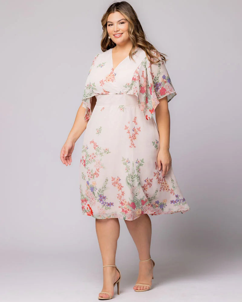 Plus Size Dresses Print Short A Line Cocktail Floral Plus Size Dress Kiyonna 11242802 Cottage Garden Border