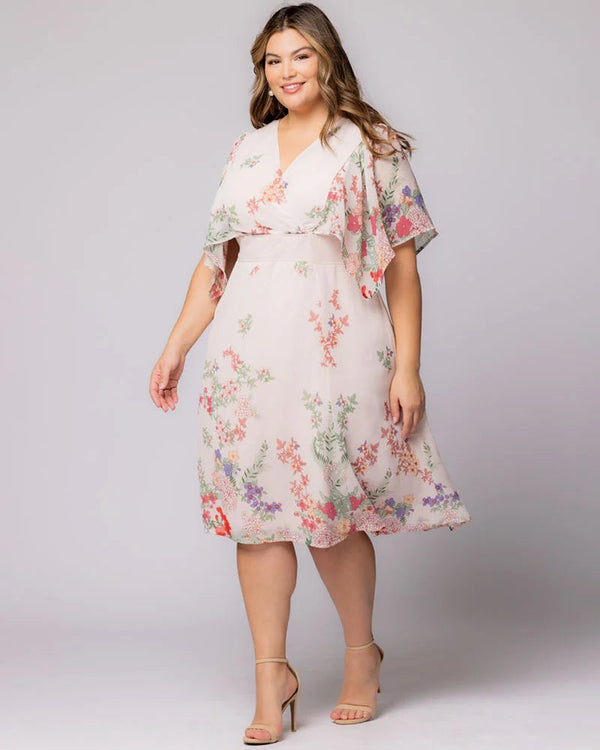 Print Short A Line Cocktail Floral Plus Size Dress Kiyonna 11242802