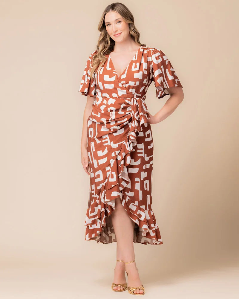 Plus Size Dresses Ruffle High Low Cocktail Plus Size Dress Kiyonna 11242904 Chocolate Abstraction