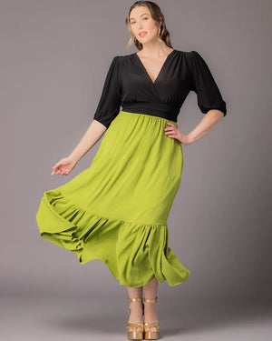 V-Neck Midi Chiffon Evening A-Line Kiyonna 11262604