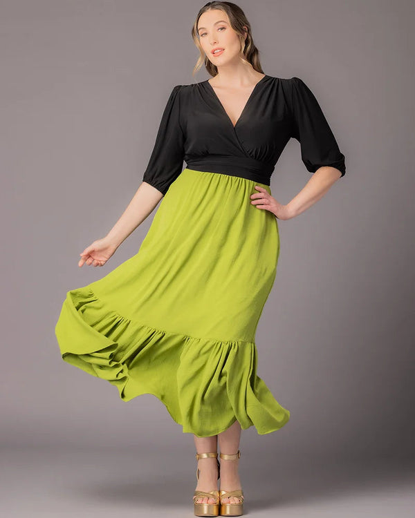 V-Neck Midi Chiffon Evening A-Line Kiyonna 11262604