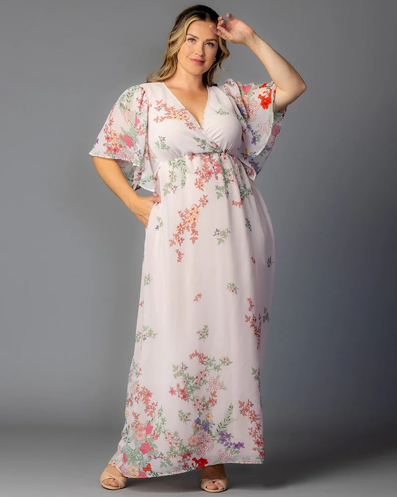 V-Neck Floor-Length Chiffon Formal A-Line Kiyonna 11262808