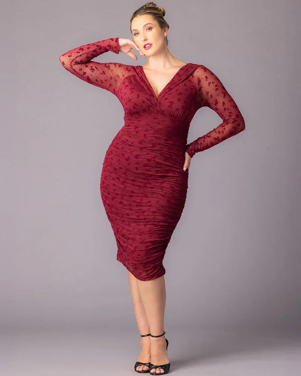 Kiyonna 12112502 Long Sleeves Short Cocktail Plus Size Dress