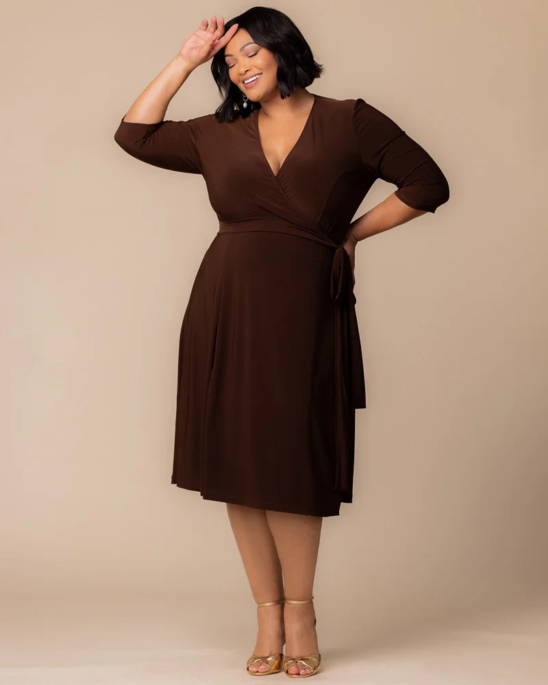 Plus Size Dresses Short Tea Length Cocktail Plus Size Dress Kiyona 12131806 Chocolate
