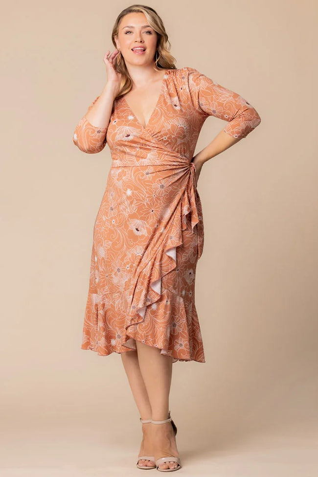 Plus Size Dresses Plus Size Print Short Cocktail Dress Apricot Floral Print