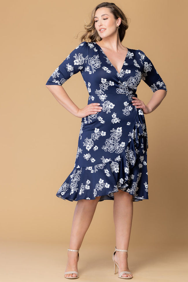 Kiyonna 12132207 Plus Size A Line Print Short Cocktail Dress - Heavenly Blooms / 5X