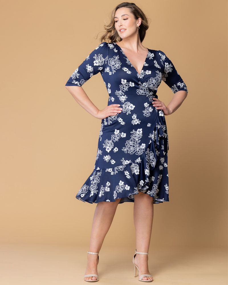 Plus Size Dresses Plus Size Formal Floral Print Midi Cocktail Formal Dress Kiyonna 12132217 Heavenly Blooms