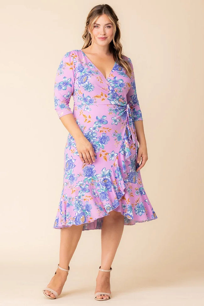 Kiyonna 12132207 Plus Size A Line Print Short Cocktail Dress - Heavenly Blooms / 5X Kiyonna 12132207 Plus Size A Line Print Short Cocktail Dress - Heavenly Blooms / 5X