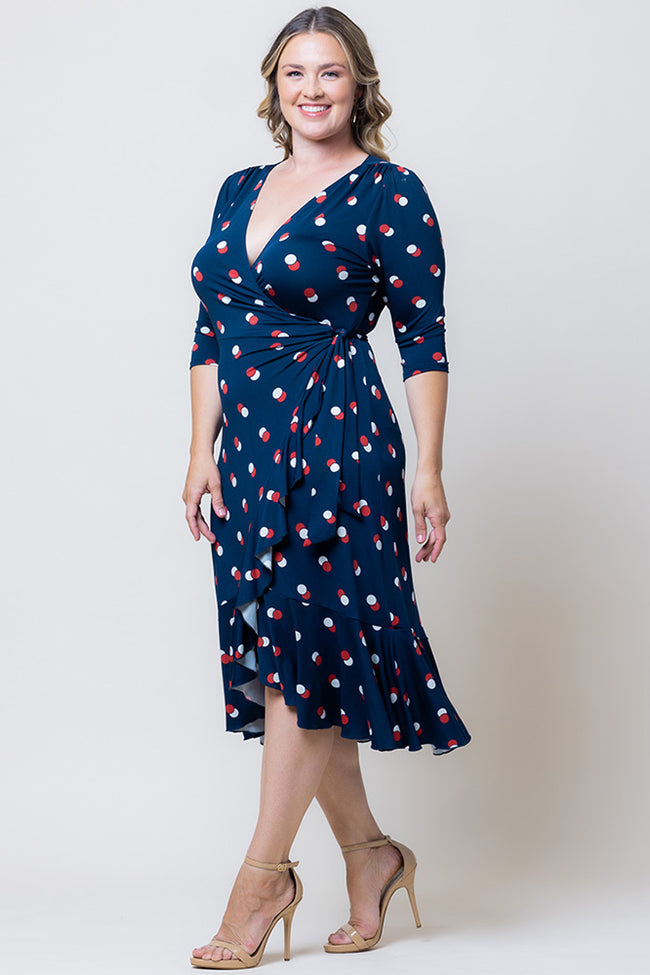 Plus Size Dresses Plus Size Print Short Cocktail Dress Navy Dot Duo