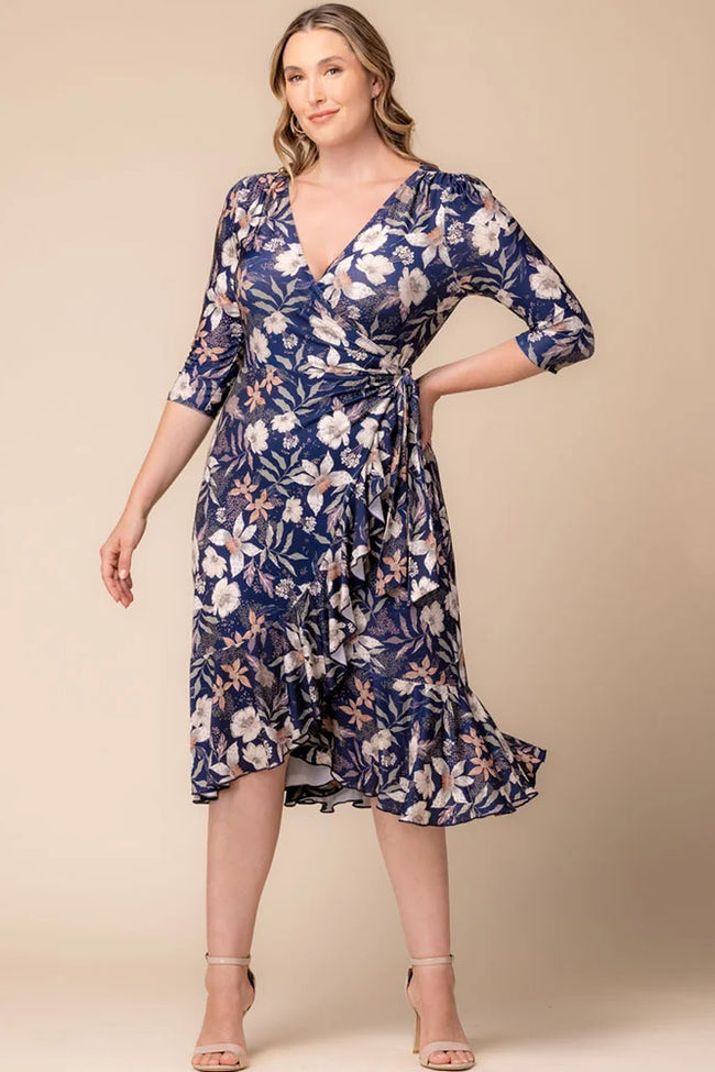 Kiyonna 12132207 Plus Size A Line Print Short Cocktail Dress - Heavenly Blooms / 5X