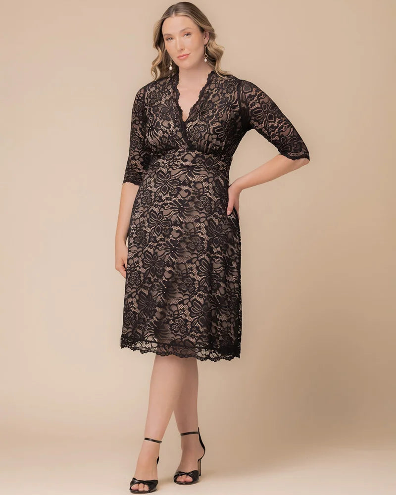 Plus Size Dresses A Line Short Lace Midi Cocktail Plus Size Dress Kiyona 12150901 Black And Nude