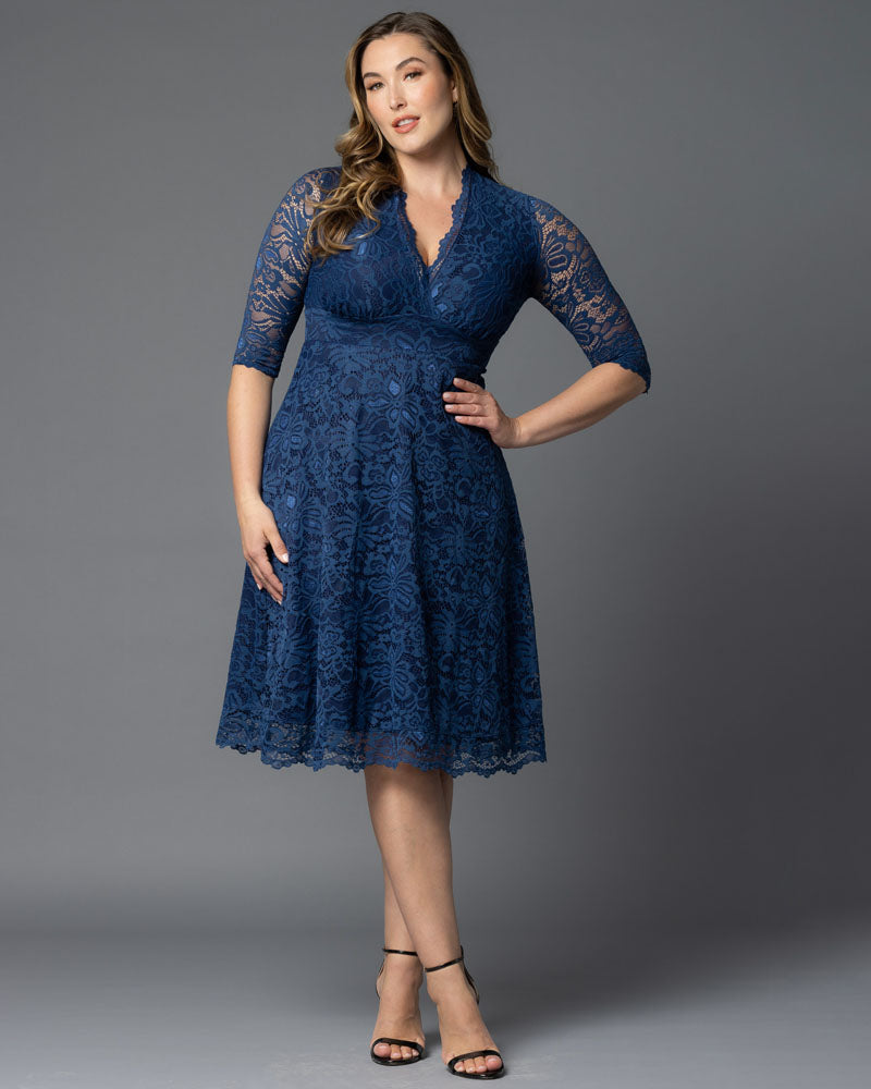 Plus Size Dresses A Line Short Lace Midi Cocktail Plus Size Dress Kiyona 12150901 Navy